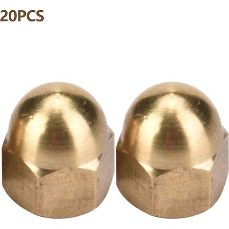 Kit d'écrous borgnes en laiton, écrous hexagonaux à tête bombée, fixations pour véhicules (M6, 20 pièces) (1/4)