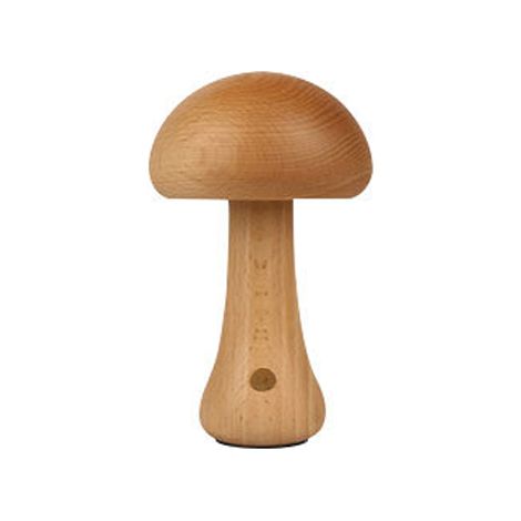 Petite lampe champignon, lampe de chevet ambiance mignonne, veilleuse champignon en hêtre, lumière chaude réglable en continu (1/5)