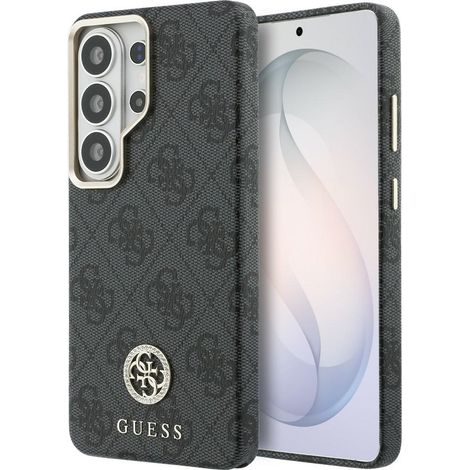 Coque Guess 4G MagSafe avec logo rond en strass pour Samsung Galaxy S26 Ultra, noire