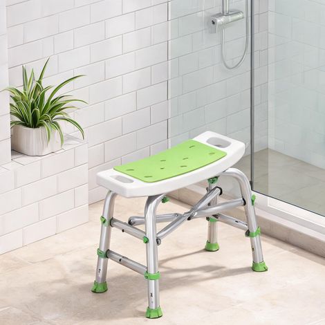 Tabouret de douche aluminium vert réglable 4 hauteurs 4 niveaux (1/5)