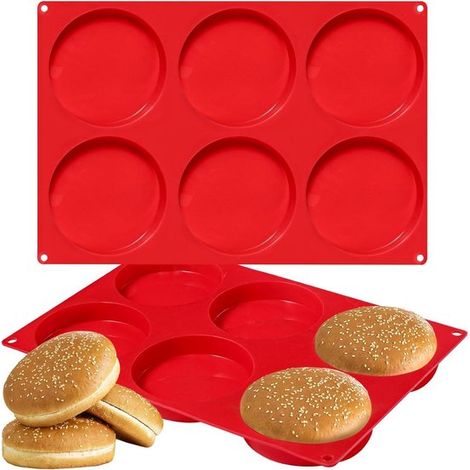 Silikon-Backformen für Speckbrötchen und Hamburgerbrötchen, 6 Mulden à 10 cm Durchmesser, 33 x 222 x 2 cm, 2er-Pack, Yorkshire-Pudding-Backform (1/5)