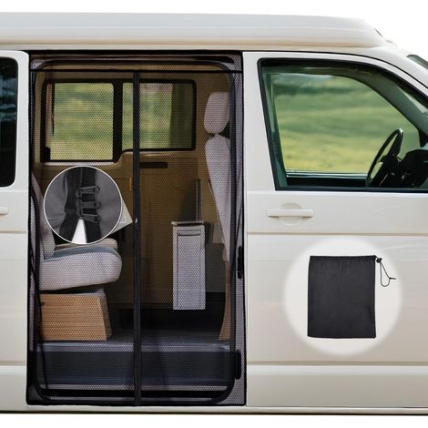 Moustiquaire latérale magnétique pour VW T5/T6 avec fermeture éclair, protection solaire et anti-insectes (1/5)