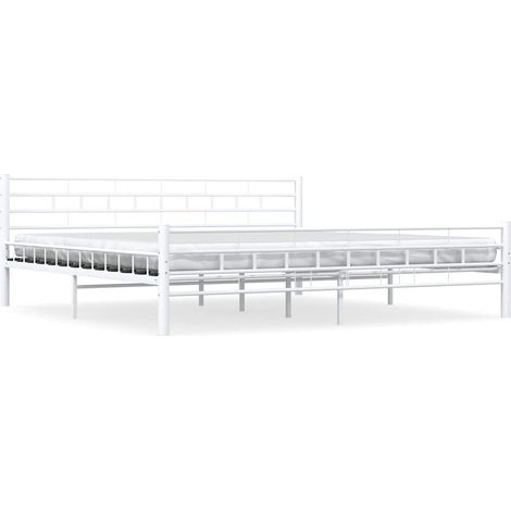 Lit Double, Lit Contemporain, Cadre de Lit blanc métal 200x200 cm q5203 (1/5)