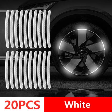 (20 pneus blancs) Bandes réfléchissantes pour moyeux de roue, poignées de porte, autocollants de sécurité, ruban de signalisation arrière, accessoire extérieur pour automobile (1/4)