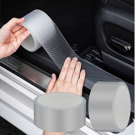 Protection de bord de portière de voiture (2 rouleaux) - Film protecteur universel décoratif en fibre de carbone transparent (1/5)