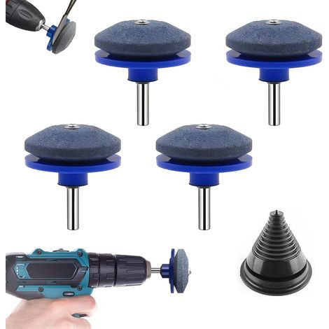Juego de 4 afiladores de cuchillas para cortacésped – universales para taladros eléctricos manuales (1/5)