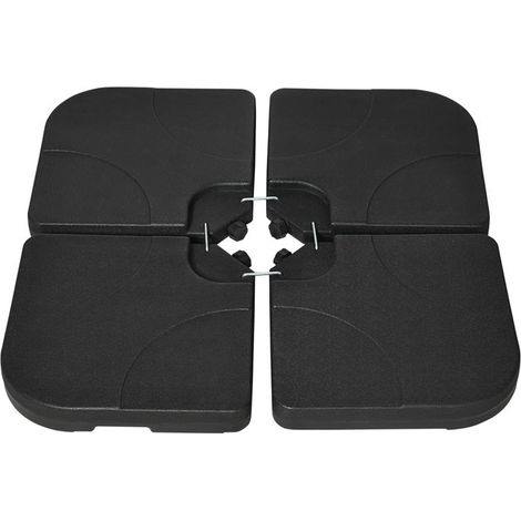 BASE PER OMBRELLONE SET 4 PEZZI IN HDPE RIEMPIBILE CON ACQUA O SABBIA. 104X104X7.5 CM. NERA (1/5)