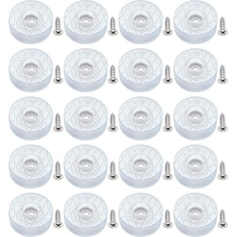 20 protectores de suelo de silicona grandes de 30 mm, silenciosos y antideslizantes, con tornillos, para patas de sofá, mesa y escritorio. Almohadillas redondas de goma para el suelo con fijación medi (1/4)