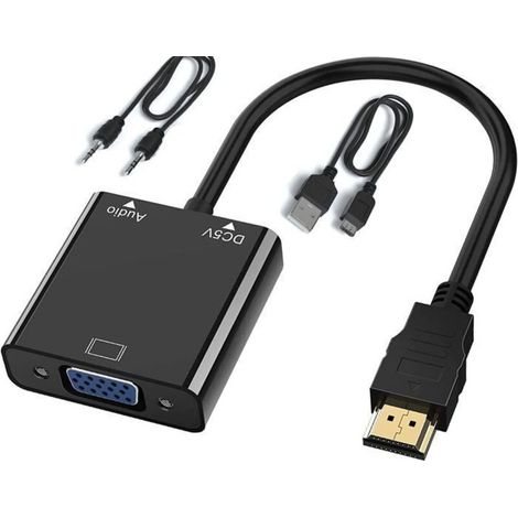 Adaptateur HDMI vers VGA, VICTSING Adaptateur Convertisseur HDMI Femelle vers VGA Mâle 1080P en Alliage d\'aluminium (1/4)