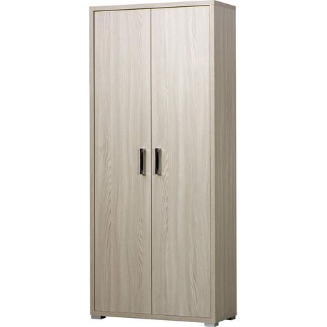 3281OLM Armadio montato due ante con cassetto interno con tre ripiani removibili finitura olmo 75,3 L x 175 h x 33 P (1/4)