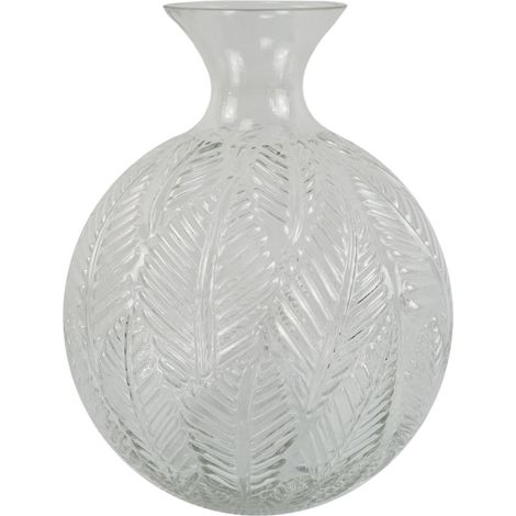 26cm Clear Fern Print Glass Bottle Vase (1/4)