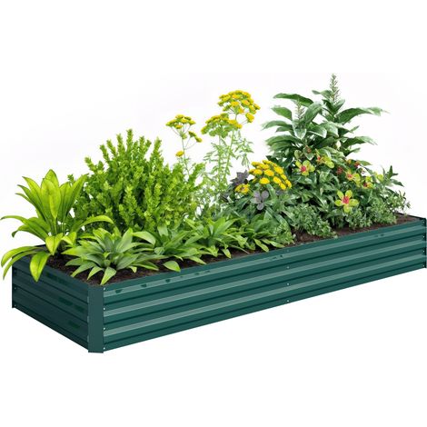 Bac jardinière, en métal, 241 x 90,5 x 30cm, pour jardin et balcon, support pour fleurs et herbes, culture de plantes, terrasse balcon