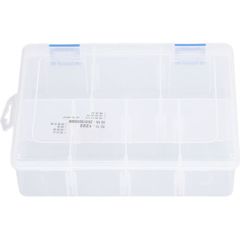 Boîte de rangement à 7 compartiments 1222, en plastique PP transparent, pour composants électroniques, avec séparateurs (1/5)