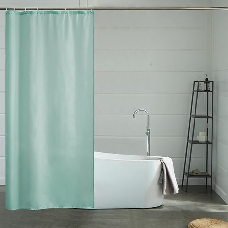 c Rideau de Douche étroit pour Douche d'angle et Petite Baignoire, Rideau de Bain Textile en Polyester résistant aux moisissures, imperméable et Lavable Vert Menthe 85x180 cm. (1/5)