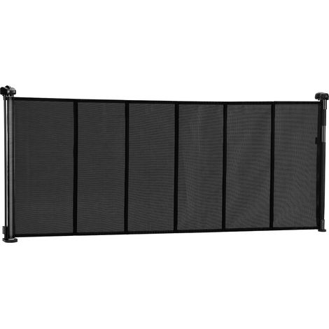 Barrière de sécurité extensible pour bébé et animaux, hauteur 87 cm, largeur jusqu'à 180 cm, maille en tissu, installation facile pour escaliers, portes, couloirs, salles de jeux, noir. (1/5)