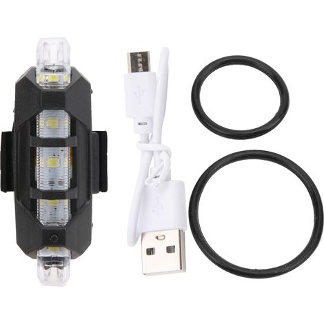Feu arrière vélo rechargeable USB étanche LED lumineux signalisation cyclisme accessoire blanc (1/5)