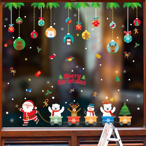 Autocollant Fenêtre - Décor Festif Noël - Adhésif Réutilisable Étanche pour Vitre Miroir Porte en Verre - Lot de 1 (1/5)