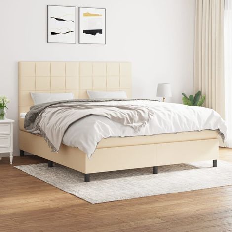 Boxspringbett mit Matratze Creme 180x200 cm Stoff (1/5)