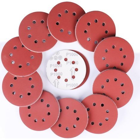 40 feuilles/disques abrasifs velcro pour ponceuse excentrique, diamètre 125 mm – 8 trous, Grain 1000/disques abrasifs papier abrasif/excentrique (1/5)