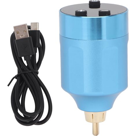 Alimentation sans fil pour stylo tatouage, 4‑12V DC5V 1A, écran LCD, batterie 1200mAh rechargeable USB, RCA, bleu (1/5)