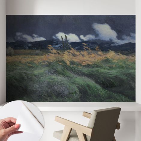 Papier peint adhésif décoratif pour chambre et salon Design moderne à poser facilement Herbes ondulantes 104x70 cm (1/5)