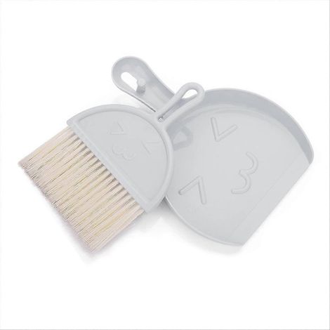 Balai et pelle à poussière mini, kit de nettoyage compact avec brosse et ramasse-poussière (Gris) (1/5)