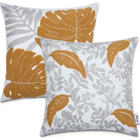 Paco Home Kissenbezug Deko Kissenhülle Kissenbezüge Skandi Muster 2er Set Sofa Zierkissen Gelb, 2pcs-Set
