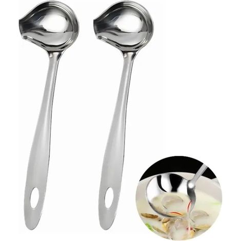 Louche - Inox - Lot de 2 - Anti-brûlure - Compatible lave-vaisselle - Cuillère à sauce (1/4)