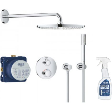 Robinet douche thermostatique encastrable Grohe Grohtherm Cube Rainshower Allure 230 + Nettoyant (1/5)
