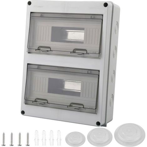 Coffret électrique étanche extérieur IP65 ABS - 24 modules gris 11x28x36 cm (1/5)