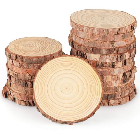 16pcs Tranche de Bois Naturel Rondelles de Bois disques en Bois,Découpe Parfaite pour Le processus de Bricolage Cadeau décoration (1/3)