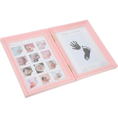 Cadre photo bébé rose SUPVOX avec empreintes de mains et de (1/5)