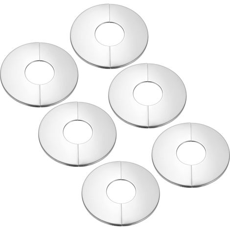 Plaque d'Écussons Auto-Adhésive Ronde en Acier Inoxydable 2.48"/63mm, 6pcs Couverture Murale pour Tuyau d'Eau, Cache Mitigeur Douche Boucles Robinet Chauffage Plomberie, Argenté (1/5)