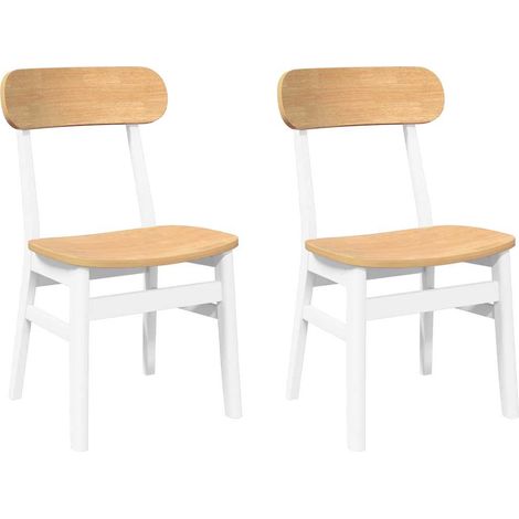 Lot de 2 Chaises à manger，Chaise de cuisine blanc bois massif caoutchouc CFW23848 (1/5)