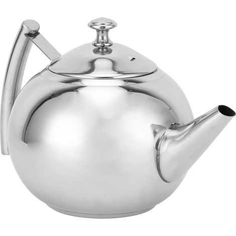 Bouilloire théière en acier inoxydable saine 1L avec filtre à thé pour feuilles en vrac et sachets - argentée, couvercle et infuseur inclus lot 1 (1/5)