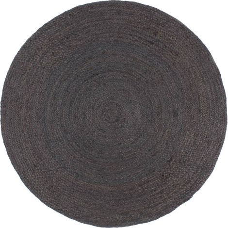Teppich Handgefertigt Jute Rund 180 cm Dunkelgrau