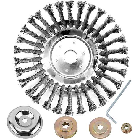 Brosse de désherbage pour débroussailleuse, alésage 200 x 25,4 mm, Brosse à Joints Ronde en Acier pour Mauvaises Herbes, Jardin (1/5)