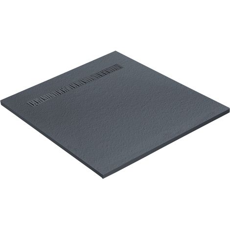 Receveur résine 120 x 120 cm gris granit imitation granit - grille caniveau excentrée (1/5)