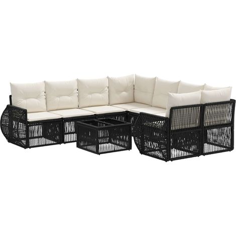 Conjunto de sofás de jardín 9 uds. Negro ratán sintético vidaXL (1/5)