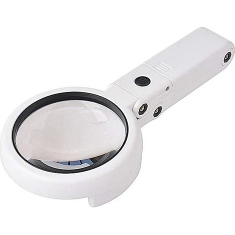 Lampe loupe de bureau LED pliable 5x/11x 75 mm, rechargeable USB, lecture bijoux établi blanche (1/5)