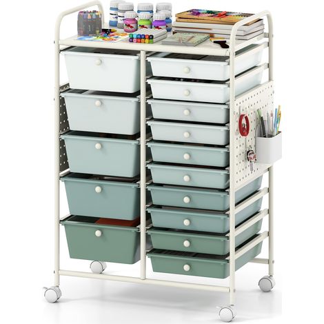 COSTWAY Carrello Portaoggetti Con 14 15 Cassetti Removable Carrello Organizzatore In Plastica Mobile Con Ruote Bloccanti Salvaspazio Ampio Piano In Metallo Pa (1/5)