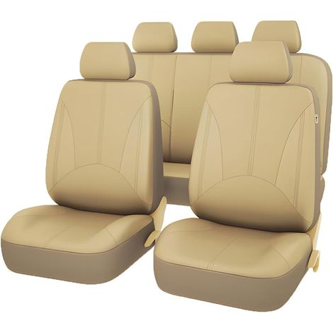 9 Pièces Housses de Siège Avant et Arrière, Ensemble complet de Voiture Imperméables Cuir, Housses De Siège De Voiture En Cuir Anti-Poussière Respirant Housses De Siège Ensemble Complet (1/5)
