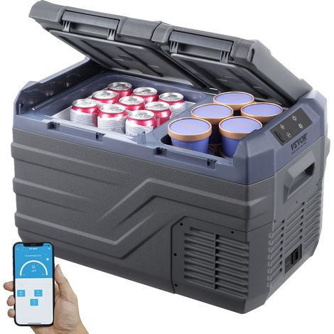 VEVOR Frigorifero per Auto, Congelatore Portatile Doppia Zona 25 L, 12 Volt, Gamma Regolabile da -20 20 ℃, Dispositivo di Raffreddamento a Compressore 12/24 V CC e 100-240 V CA per Campeggio Camper