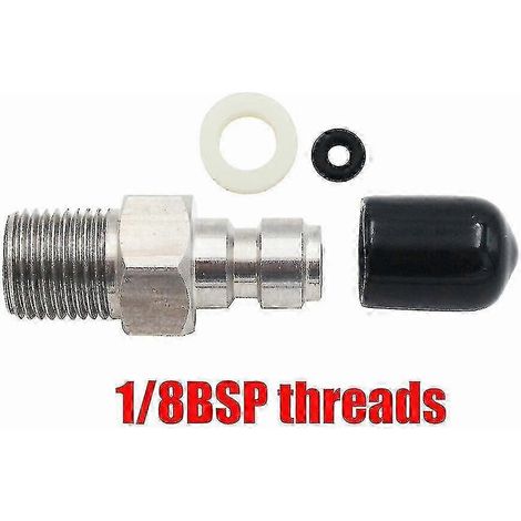 Raccord rapide mâle PCP 8 mm 1/8 NPT 1/8 BSPP M10 M8, unidirectionnel, Foster, en acier inoxydable, avec joint, capuchon anti-poussière et joint torique, édition 0617 (1/2)