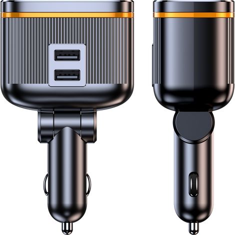 Chargeur Allume-Cigare Ortviai 145W PD45W Adaptateur Multiprise USB-C Double Prise Affichage LED Tension Noir pour Voiture (1/2)