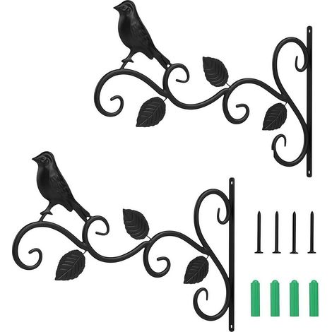 Supports de Panier à Suspendre pour extérieur, Crochets décoratifs en métal pour Plantes suspendues, mangeoires à Oiseaux, lanternes, 20 30cm(Noir) (1/5)