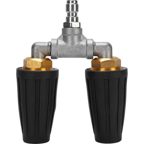 Nozzle to double turbine for pressure washer, 6,35 mm (1/4 inch), stainless steel, 4000 psi, turbo rotary, for the cleaning of the garden and cars, black. (1/5)