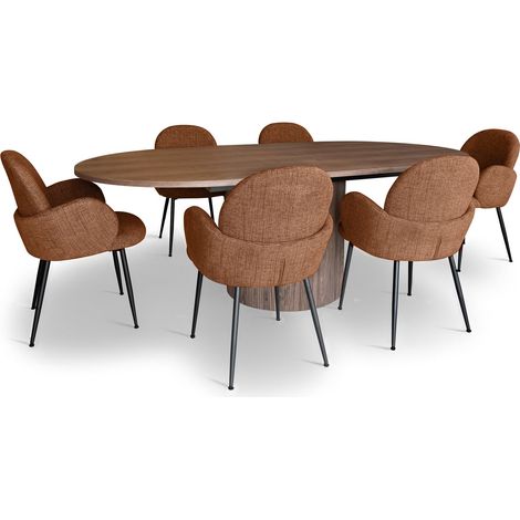 Ensemble table extensible 180/220cm et 6 fauteuils, GINETTE