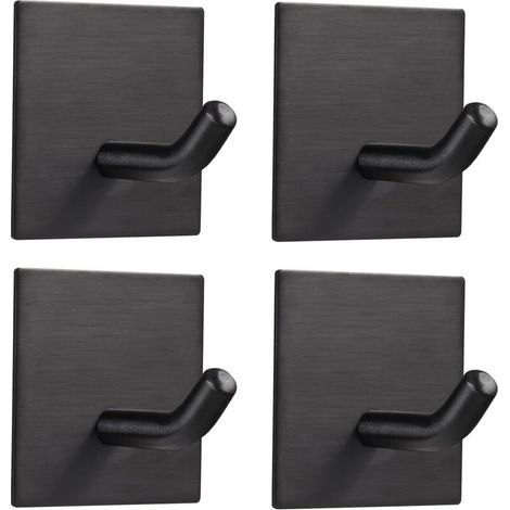 Set di 4 robusti ganci adesivi in acciaio inossidabile – Cucina, bagno, porta – Per asciugamani, cappotti, chiavi e accappatoi (1/4)