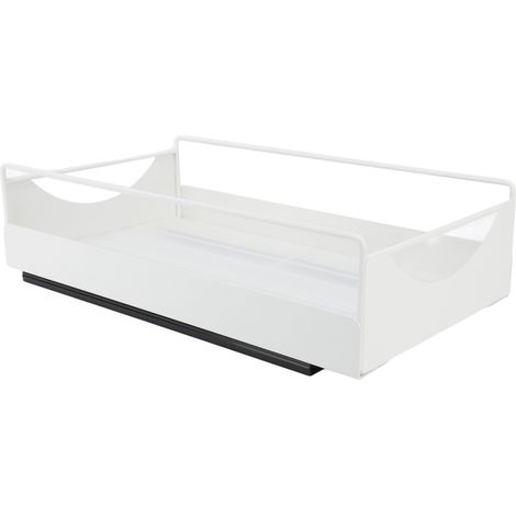 Organisateur de placard coulissant en acier au carbone, à ouverture et fermeture silencieuses, étagères de rangement pour salle de bain ou dressing, blanc, taille M, 227 x 401 x 85 mm (1/5)